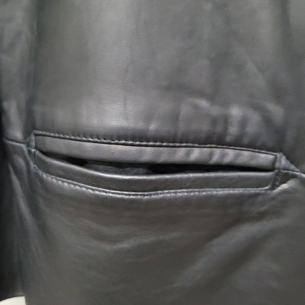 Vintage Leather Black Women's 1980's Jacket Blazer Retro shoulder pads - Picture 6 of 16